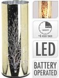 Home & Styling Sfeerlicht glas met LED verlichting - goud - met vlamverlichting - 20cm