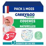 CARRYBOO Luiers maat 3 (4-9 kg) – gevoelige huid – natuurlijk en ultra absorberend – 12 uur lekvrij – zonder ongewenste ingrediënten – gemaakt in Frankrijk – 150 wegwerpluiers – verpakking 1 maand