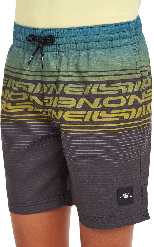 O'Neill Zwemshort Jongens Logo Stripe - Grijs/Blauw/Geel - Maat 140