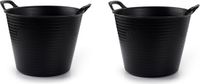 Merkloos Plasticforte Flexibele Emmer/Kuip - 2 Stuks - Zwart - Kunststof - Rond - 42 Liter