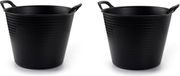 Merkloos Plasticforte Flexibele Emmer/Kuip - 2 Stuks - Zwart - Kunststof - Rond - 42 Liter