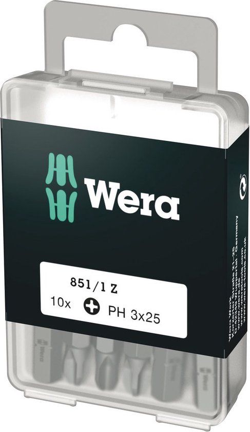 Wera 851/1 Z Phillips Bit - PH3 x 25mm (10 Bits per Box) - 1pc