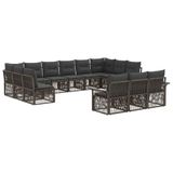 vidaXL Tuinbank - Set - 13 - st - Grijs - poly - rattan