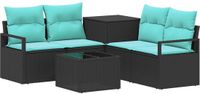 vidaXL Canapé Noir et Bleu Poly rotin et Acier