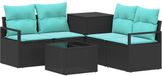 vidaXL Canapé Noir et Bleu Poly rotin et Acier
