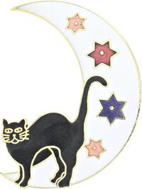 Behave® Broche kat en maan zwart - 5 cm - Vrouwen