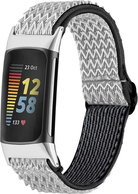 iMoshion Bandje Fitbit Charge 5 / Charge 6 - Elastisch nylon - Wit