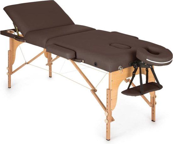 Klarfit MT 500 Massagetafel 210cm - Bruin - Inklapbaar - 200kg - Incl. Draagtas