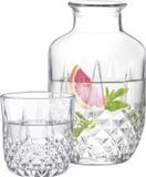 Merkloos Transparante Glazen Nachtkastje Waterkaraf met Glas (2 Stuks, 530 ml)