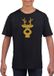 Bellatio Decorations Shoppartners Bv Rendier hoofd Kerst t-shirt - zwart met gouden glitter bedrukking - kinderen - Kerstkleding / Kerst outfit 164/176