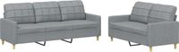 vidaXL 2-delige Loungeset met kussens stof lichtgrijs