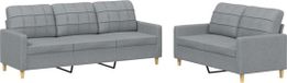 vidaXL 2-delige Loungeset met kussens stof lichtgrijs