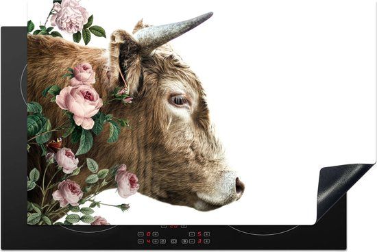 KitchenYeah® Inductie beschermer 81x52 cm - Schotse Hooglander - Roze