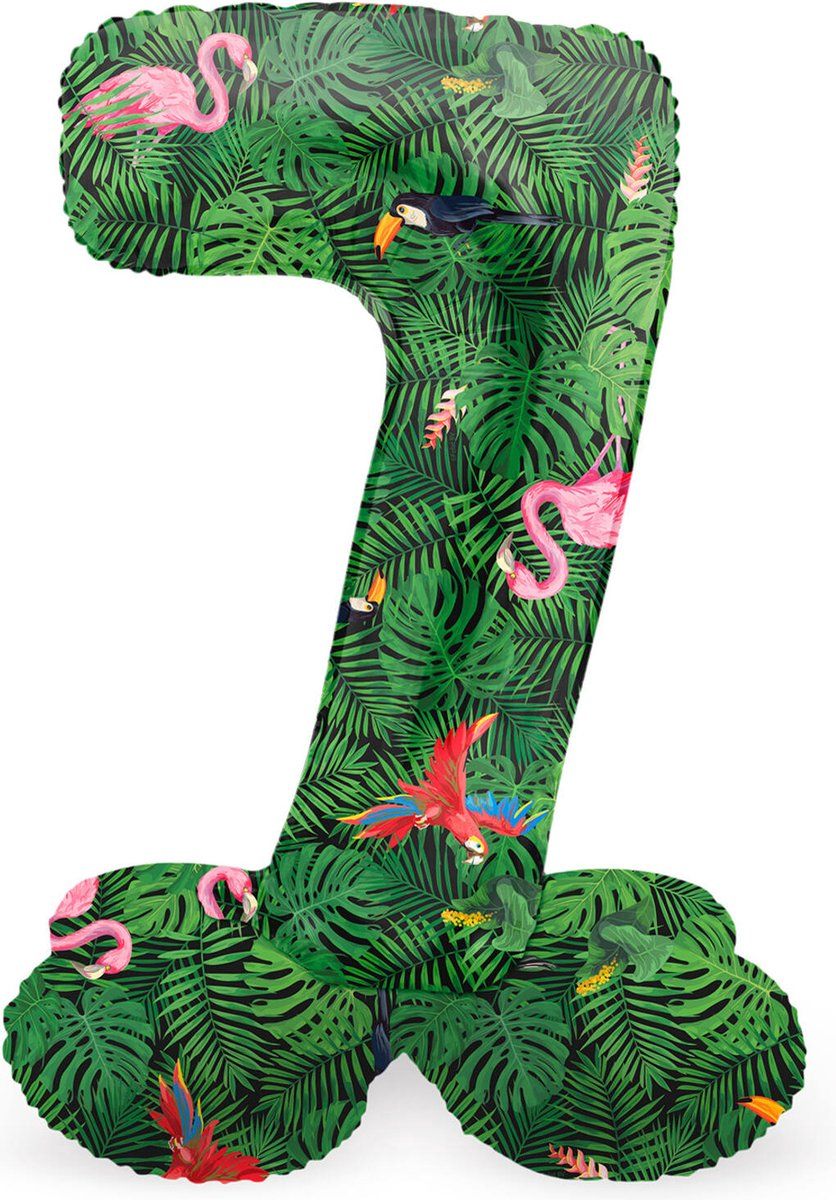 Folat Jungle Vibe 64737 Luchtballon, verjaardag, staand cijfer 7, groen, 41 cm