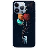 Cosmonaute aux ballons Bedrukt siliconen hoesje compatibel met Apple iPhone 13 Pro