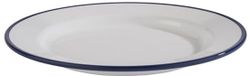APS 84950 Bord "ENAMEL LOOK", Ø 20,5 cm, hoogte 2 cm, melamine, wit met blauwe rand