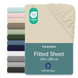 Twinzen hoeslaken 140x190/200cm met 25cm insteekhoes, beige, Oeko-Tex