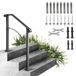VEVOR Smeedijzeren Leuning 2-3 Treden Trap Leuning 37 cm Smeedijzeren Leuning Rail Afstand Tussen Palen 71 cm Outdoor Indoor Trapleuning voor Tuinen Woongebouwen Commerciële Kantoorgebouwen Zwart