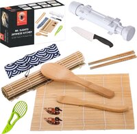 Mr. Sushito Natural White Bazooka Sushi Set - 4 Person - Bamboo Mats