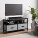 Meuble TV avec 2 tiroirs, adapté aux téléviseurs jusqu'à 50 pouces, bois, noir