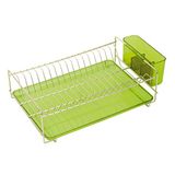 Sauvic Afdruiprek, roestvrij staal, groen, plat.