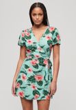 Superdry Mini-wikkeljurk met print Dames Luna Rose Mint