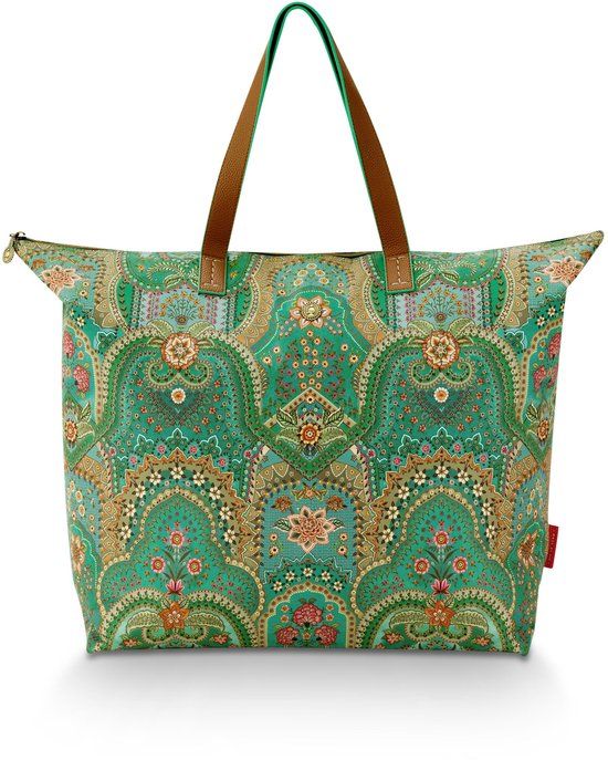 Pip Studio Tilda Tote Bag Dames - Tas - Jabali - Groen - 66x20x44cm