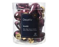 Decoris Hart glas l2b4.5h4 cm d.mv 12st kerst