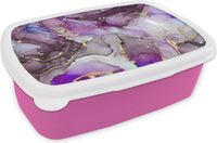 MuchoWow Broodtrommel Roze - Lunchbox - Marmer - 18x12x6 cm - BPA-vrij