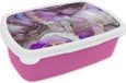 MuchoWow Broodtrommel Roze - Lunchbox - Marmer - 18x12x6 cm - BPA-vrij