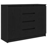 vidaXL Dressoir met laden, zwart eiken, 100,5 x 35 x 76 cm