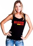 Bellatio Decorations Zwart Belgium supporter mouwloos shirt dames - Belgie singlet shirt/ tanktop M