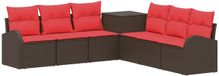 vidaXL - Bankstel - 7 - st - Bruin - en - Rood - Poly - Rattan - en - Staal