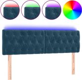 vidaXL Hoofdbord LED 144x7x78/88 cm fluweel donkerblauw