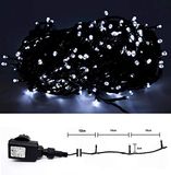 Led-lichtsnoer SHS Led-lichtsnoer voor binnen en buiten, 400 leds, koudwit, groene kabel, 10 m voedingskabel, transformator IP44, DEKRA GS-getest