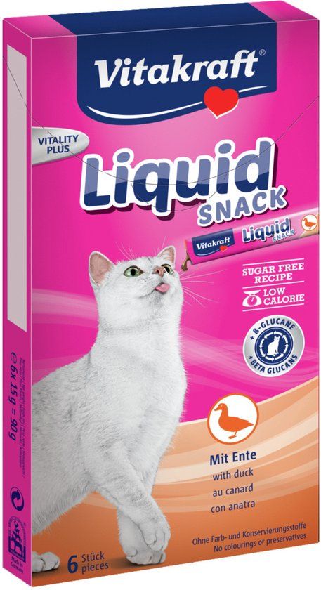 Vitakraft Cat Liquid Eend - Kattensnack - 6 stuks