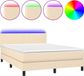 vidaXL Boxspringbed met matras en LED-verlichting, crème kleur, 140x190 cm, gestoffeerd