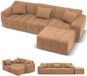 COMHOMA Canapé d'angle convertible en forme de L modulaire réglable avec pouf marron