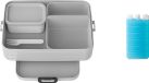 Unyqoos Bento lunchboxen Limited Edition 2-delig Cool Down en Take A Break, groot, broodtrommel met vakken, geschikt voor tot 8 boterhammen, Limited Edition Cool Grey/Grey (grijs)