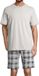 Schiesser Heren pyjama Night & Home grijs geruit / grijs Korte mouw 100% Katoen