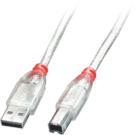 Lindy 41755 USB-kabel USB 2.0 5 m USB A USB B Transparant