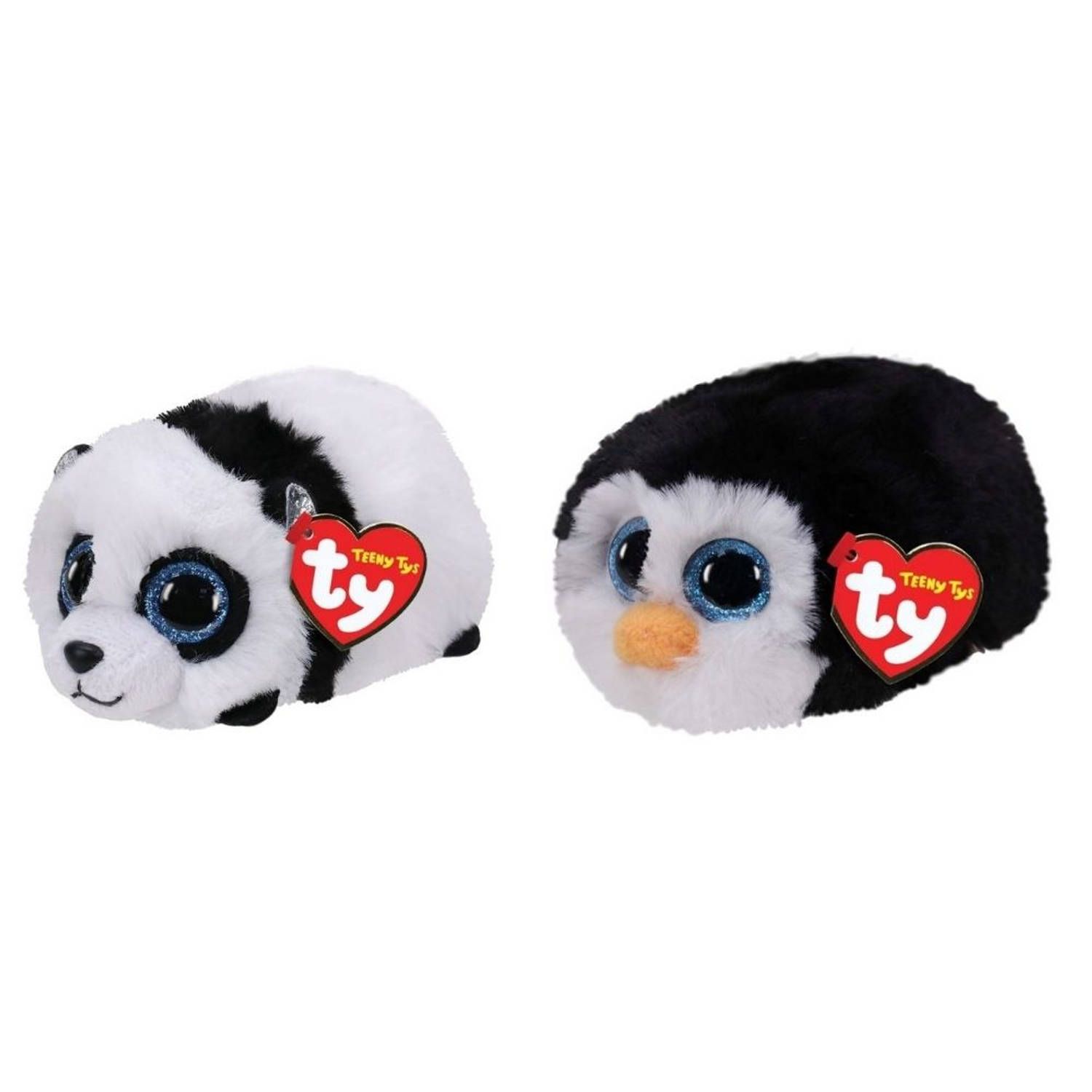 TY - Knuffel - Teeny s - Bamboo Panda & Waddles Penguin - Meerkleurig
