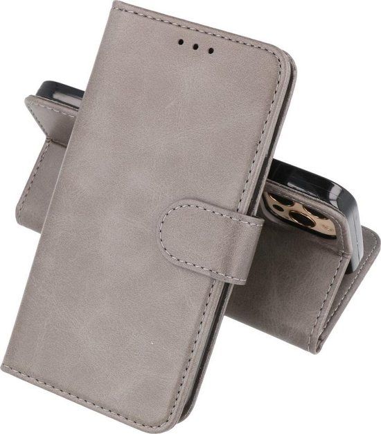 BAOHU Book Case Hoesje voor iPhone 12 Pro Max - Grijs - Kaarthouder