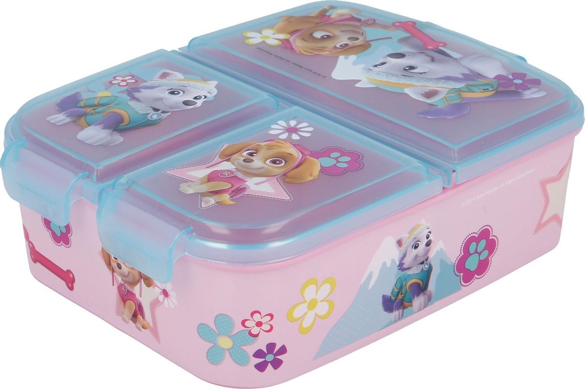 PAW Patrol PATRULLA CANINA Skye Everest broodtrommel met 3 vakken voor kinderen - lunchbox voor kinderen - snackbox - decoratieve lunchbox