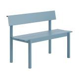 Muuto Banc linéaire en acier avec dossier bleu pâle, 110x34 cm