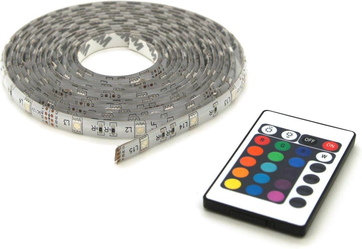 Prolight LED strip - RGB - flexibel - 500cm - dimbaar - IP44 - met afstandsbediening