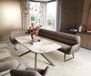 Taya-Flex Banc de salle à manger Taya-Flex 285x190 cm tissu structuré doux taupe châssis à patins plat titane ressort ensaché liens