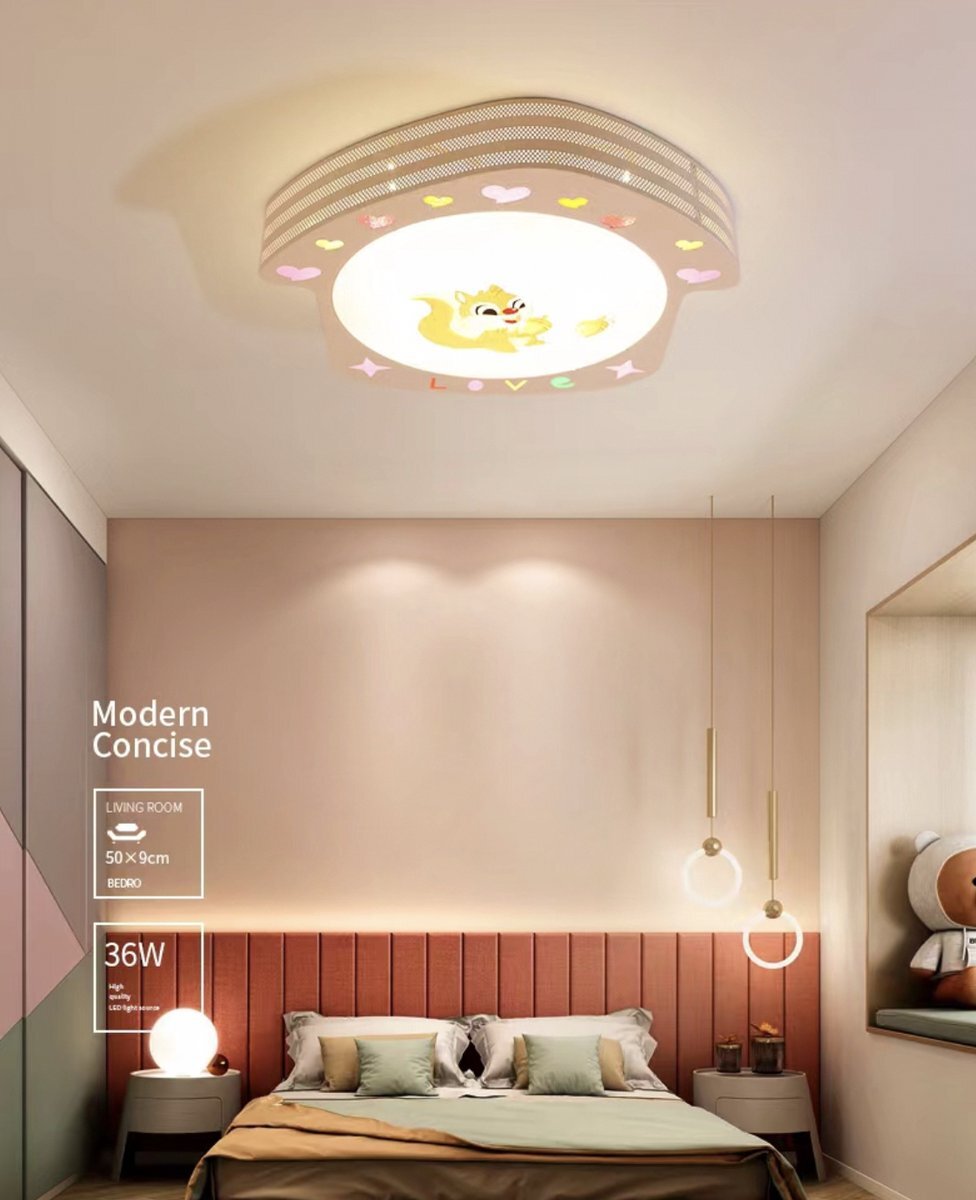Miro MIRO Luxe Plafondlamp - Babykamer - Kinderkamer - LED - Inclusief Afstandsbediening - 36 Watt - 220 Volt - 3 Verschillende Lichtstanden - Dimbaar - Eekhoorn