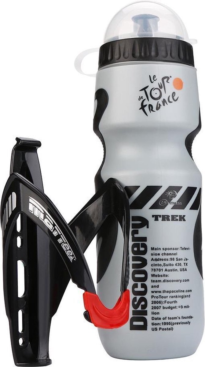 Nixnix Bidon met bidonhouder - 650ml - Grijs - Mountainbike - Racefiets - Sportieve Water Drinkfles met houder