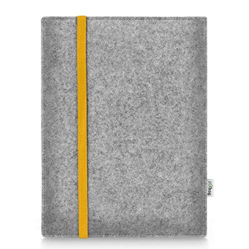 stilbag Hoes voor Apple iPad Pro 11 (2018) | Merino Wool Felt Case | LEON Model in lichtgrijs/geel | Tablet Beschermhoes Made in Germany